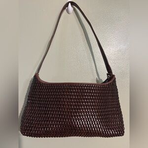 Vintage Y2K Elegant Brown Woven Shoulder Bag By Evan  Picone New